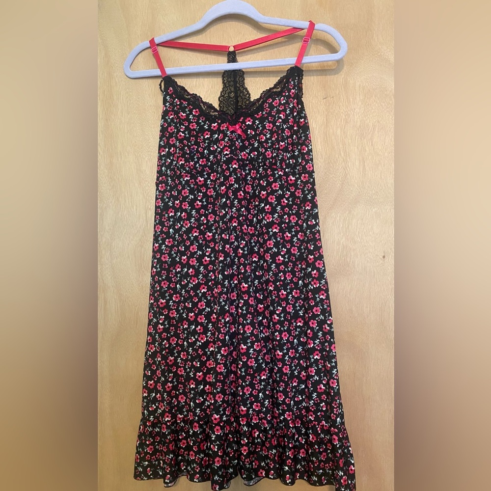 Floral Black and Pink Women's Dress